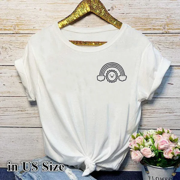 YEMUSEED New Women T-shirt Casual Rainbow Printing Tops O-Neck T-shirt FFV293
YEMUSEED New Women T-shirt Casual Rainbow Printing Tops O-Neck T-shirt FFV293