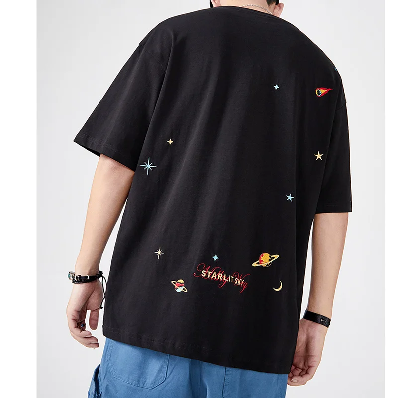 2021 Men Hip Hop T Shirt Harajuku Embroidery Planet Space T-Shirt Streetwear HipHop Starlit Sky Tshirt Summer Tops Tees Cotton
2021 Men Hip Hop T Shirt Harajuku Embroidery Planet Space T-Shirt Streetwear HipHop Starlit Sky Tshirt Summer Tops Tees Cotton