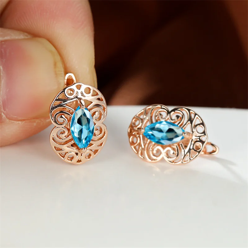 1 Pair Cute Female Marquise Aqua Blue Crystal Zircon Clip on Hoop Earrings Wedding Rose Gold Color Banquet Earrings for Women
1 Pair Cute Female Marquise Aqua Blue Crystal Zircon Clip on Hoop Earrings Wedding Rose Gold Color Banquet Earrings for Women