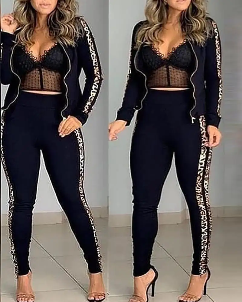 Women's long-sleeved jacket sweatshirt suit, new fashion, slim-fit leopard print long-sleeved top and trousers two-piece suit
Women's long-sleeved jacket sweatshirt suit, new fashion, slim-fit leopard print long-sleeved top and trousers two-piece suit