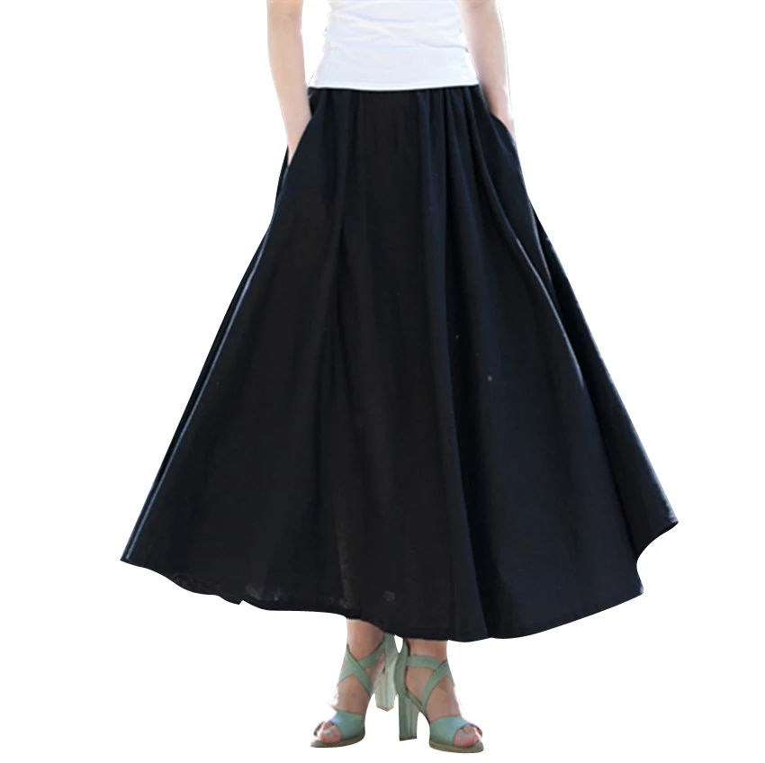15 Colors Long Skirt for Women Spring Summer Casual Elastic Waist Big Pendulum A Line Beach Saias Female Linen Cotton Skirt
15 Colors Long Skirt for Women Spring Summer Casual Elastic Waist Big Pendulum A Line Beach Saias Female Linen Cotton Skirt