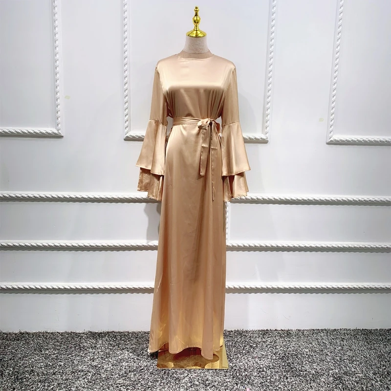 Ramadan Eid Women Maxi Dress Double Layer Flare Long Sleeve Abaya Muslim Kaftan Belted High Waist Solid Color Satin Robe Dubai
Ramadan Eid Women Maxi Dress Double Layer Flare Long Sleeve Abaya Muslim Kaftan Belted High Waist Solid Color Satin Robe Dubai