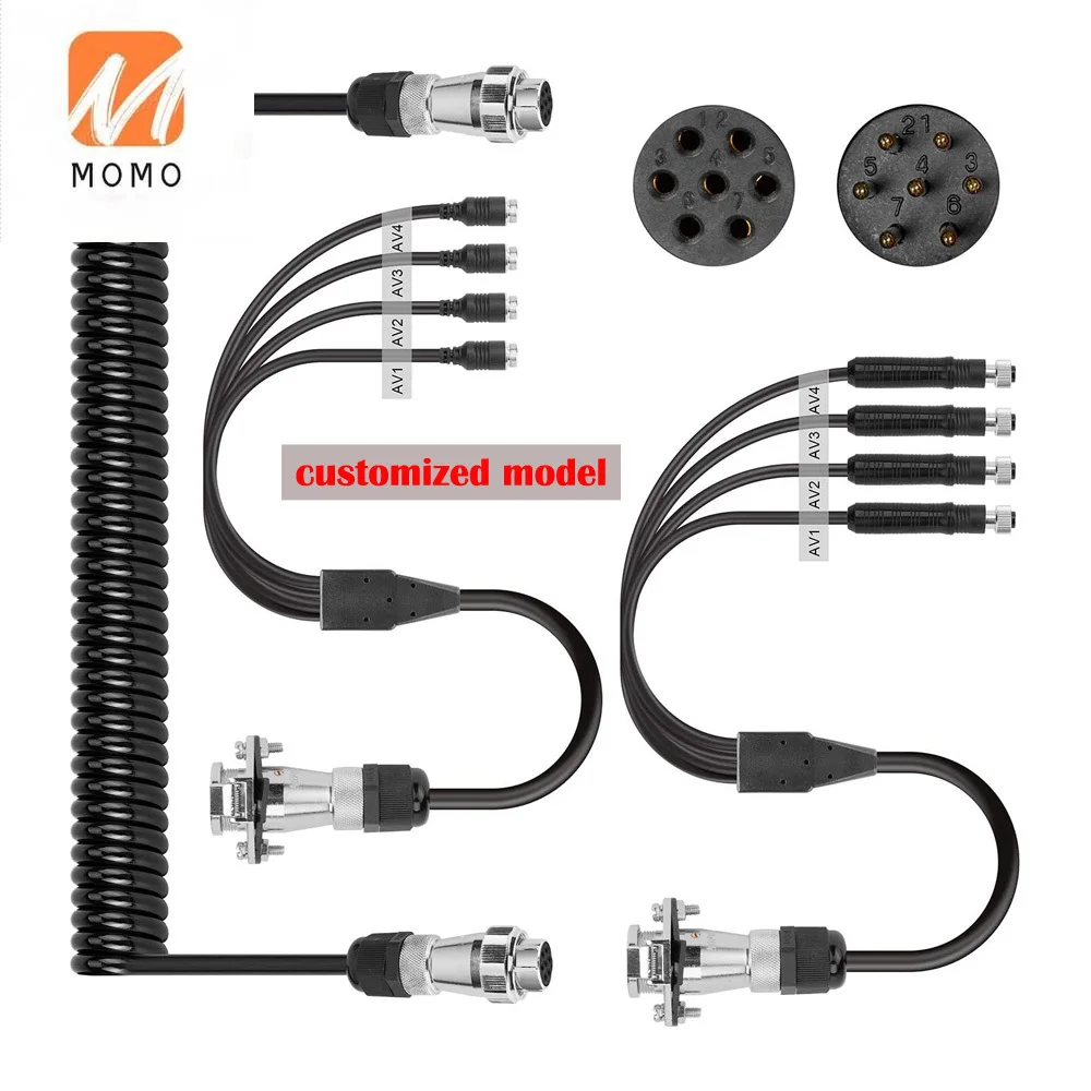 IP68 Waterproof 5 7 Way 4P Aviation Backup Camera Coiled Cable Truck And Trailer Spiral Electric Power Video Wire Harness
IP68 Waterproof 5 7 Way 4P Aviation Backup Camera Coiled Cable Truck And Trailer Spiral Electric Power Video Wire Harness