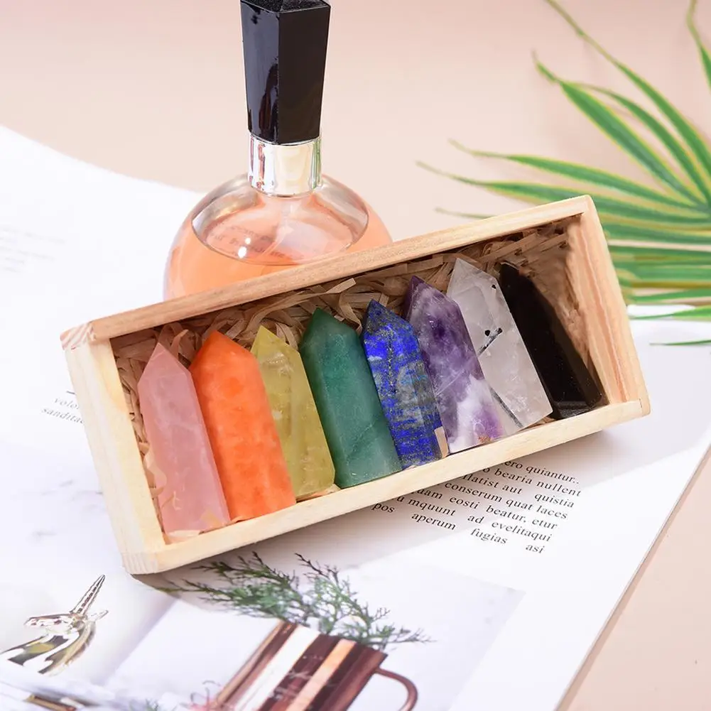 Eight-color Chakras Natural Stones Natural Crystal Single Pointed Crystal Set Stone Mineral Healing Quartz Column Jewelry
Eight-color Chakras Natural Stones Natural Crystal Single Pointed Crystal Set Stone Mineral Healing Quartz Column Jewelry