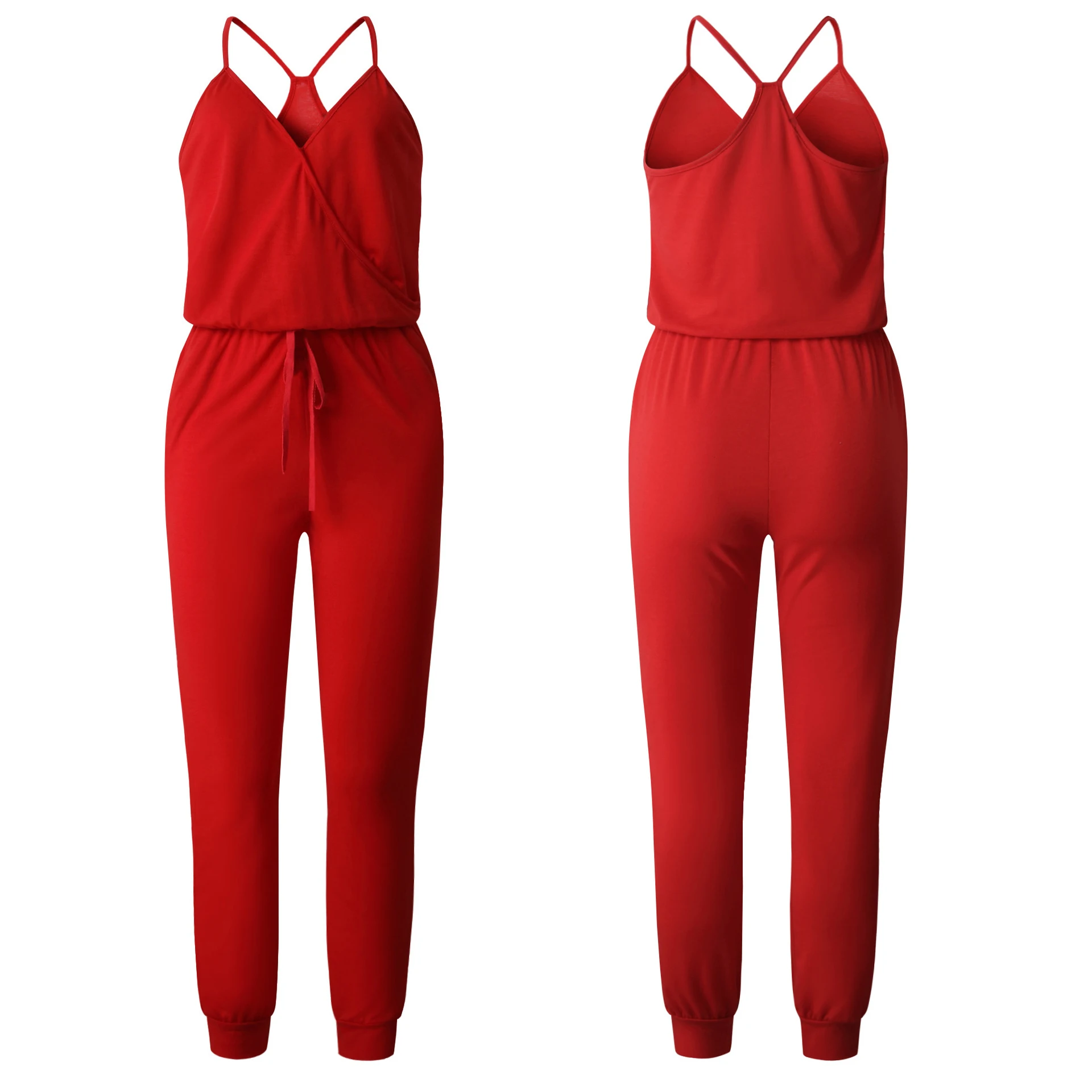 Summer New Arrival Sexy Spaghetti Cross Strap Lace Up Jumpsuits Women V-Neck Solid Casual Sleeveless Pockets Long Romper Female
Summer New Arrival Sexy Spaghetti Cross Strap Lace Up Jumpsuits Women V-Neck Solid Casual Sleeveless Pockets Long Romper Female