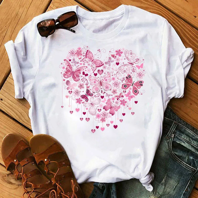 Harajuku Women T-shirt Pink Butterfly Heart Printed Tee Tops Summer Short Sleeve T-shirt 90s Girls Cute Tee Cartoon Woman Tshirt
Harajuku Women T-shirt Pink Butterfly Heart Printed Tee Tops Summer Short Sleeve T-shirt 90s Girls Cute Tee Cartoon Woman Tshirt