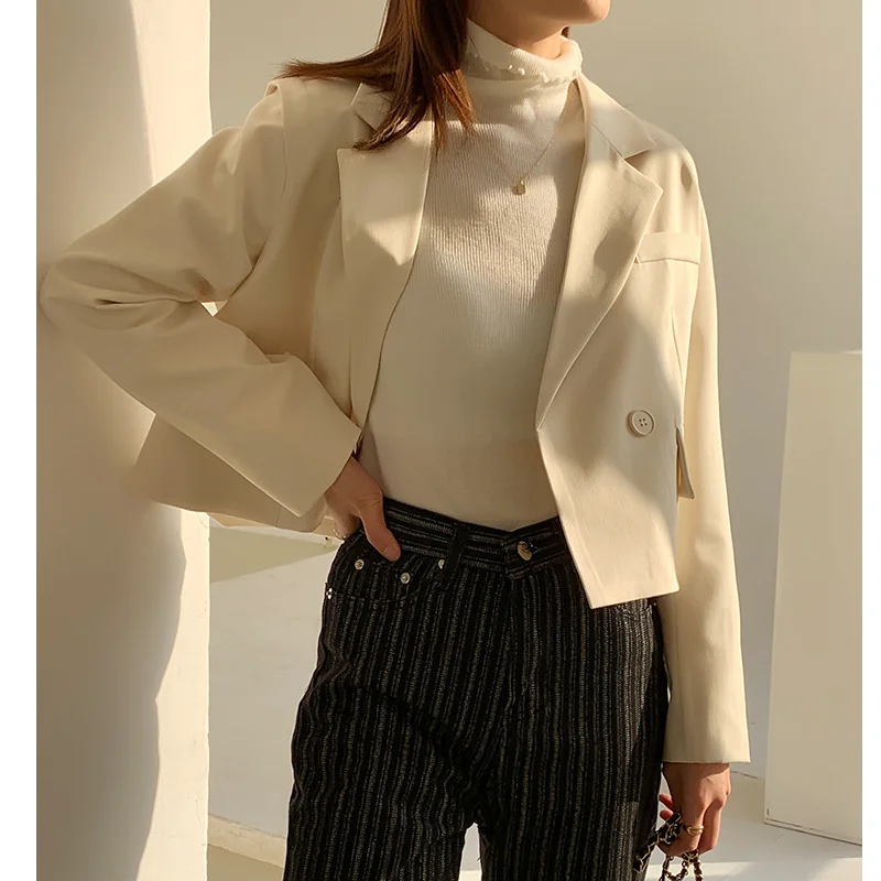 New 2021 Spring Women's Short Short Suit Jacket Lapel Solid Color Temperament Commuter Slim Office Ladies Design Female Blouse
New 2021 Spring Women's Short Short Suit Jacket Lapel Solid Color Temperament Commuter Slim Office Ladies Design Female Blouse