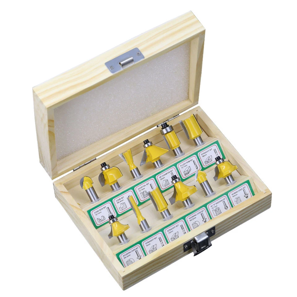 12pcs Milling Cutter Router Bit Set 8mm Wood Cutter Carbide Shank Mill Woodworking Trimming Engraving Carving Cutting Tools
12pcs Milling Cutter Router Bit Set 8mm Wood Cutter Carbide Shank Mill Woodworking Trimming Engraving Carving Cutting Tools