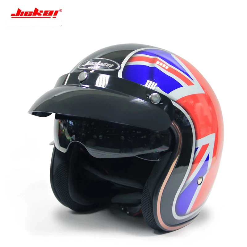 Мотоцикл Винтаж солнцезащитный козырек шлем 3/4 с открытым лицом Шлемы для Moto Jet