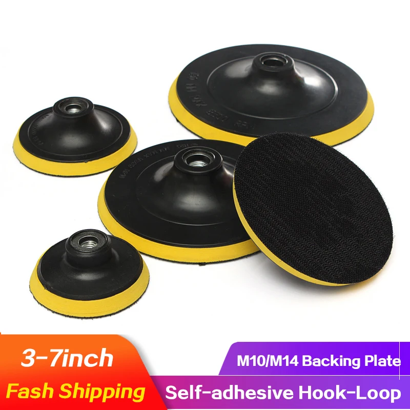 3/4/5/6/7inch Rotary Sander Backing Pad Hook&Loop Backing Plate Buffing Pad for Sanding Discs M10/M14 Drill Attachment Adapter
3/4/5/6/7inch Rotary Sander Backing Pad Hook&Loop Backing Plate Buffing Pad for Sanding Discs M10/M14 Drill Attachment Adapter