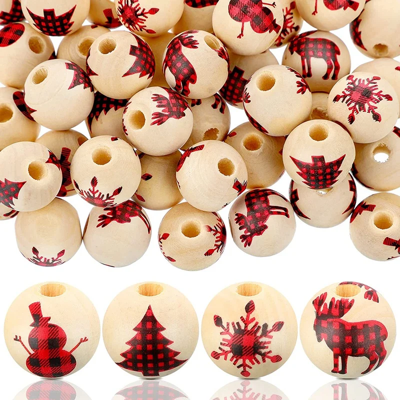 100Pcs Christmas Buffalo Plaid Wood Beads Farmhouse Wood Round Beads Silhouette Deer Snowflake Snowman Tree Print Beads
100Pcs Christmas Buffalo Plaid Wood Beads Farmhouse Wood Round Beads Silhouette Deer Snowflake Snowman Tree Print Beads