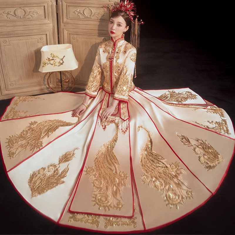 Women Oriental Phoenix Exquisite Sequins Bling Party QiPao Luxury Ancient Royal Chinese Style Wedding Dress Bride Cheongsam
Women Oriental Phoenix Exquisite Sequins Bling Party QiPao Luxury Ancient Royal Chinese Style Wedding Dress Bride Cheongsam