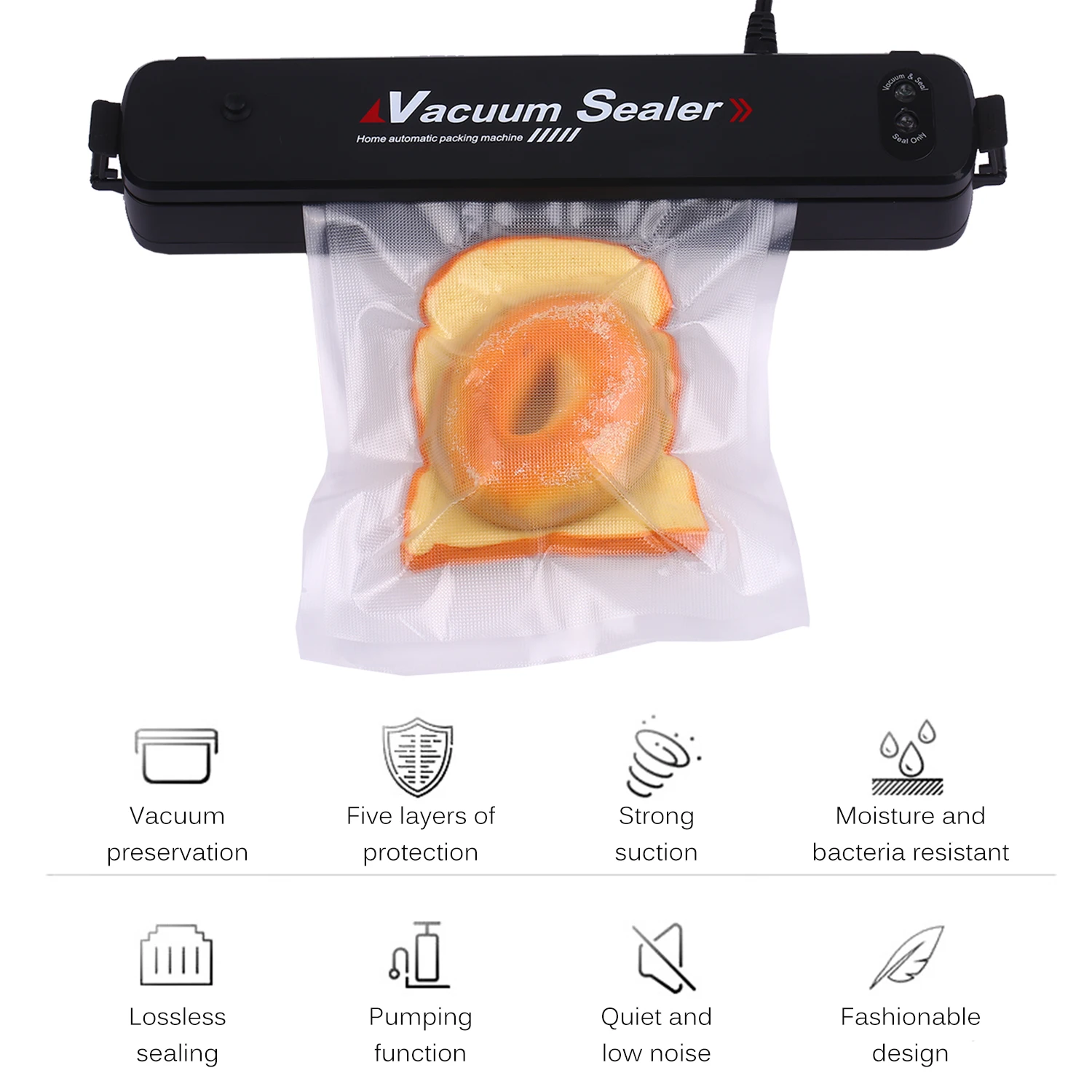 Vacuum Sealer Food Vacuum Bags Food Fresh Storage Bags Vacuum Packaging Machine Food Saver Machine with 15pcs Sealing Bags
Vacuum Sealer Food Vacuum Bags Food Fresh Storage Bags Vacuum Packaging Machine Food Saver Machine with 15pcs Sealing Bags