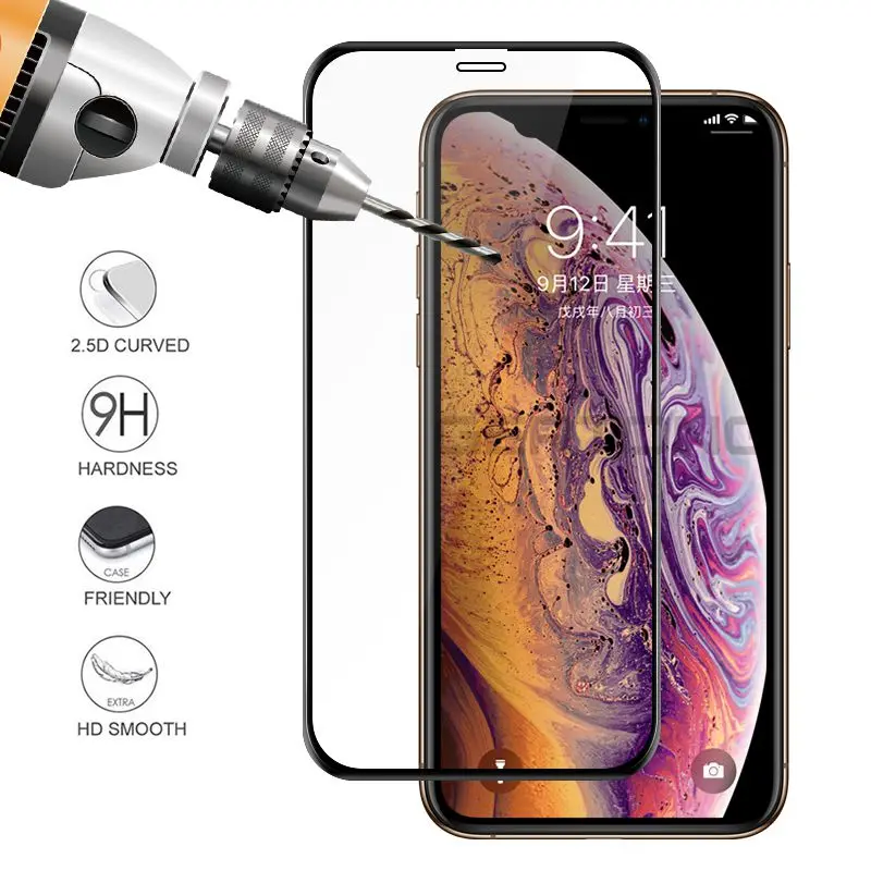 Закаленное стекло для iPhone 11 Pro Max защита экрана полное покрытие X XS XR 0 3 мм тонкая