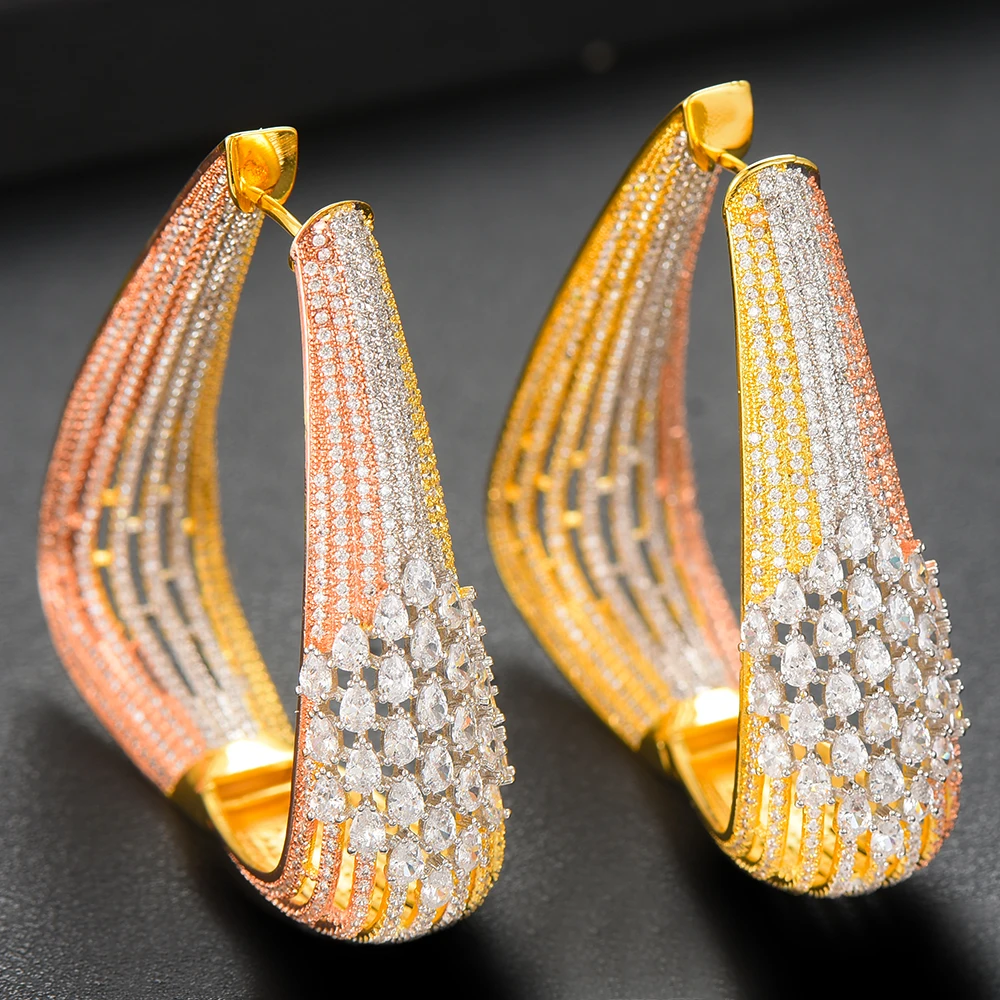 LARRAURI Fashion Jewelry Charms Elegant Big Statement Hoop Earrings For Women Trendy Cubic Zircon Wedding Bridal DUBAI Earrings
LARRAURI Fashion Jewelry Charms Elegant Big Statement Hoop Earrings For Women Trendy Cubic Zircon Wedding Bridal DUBAI Earrings