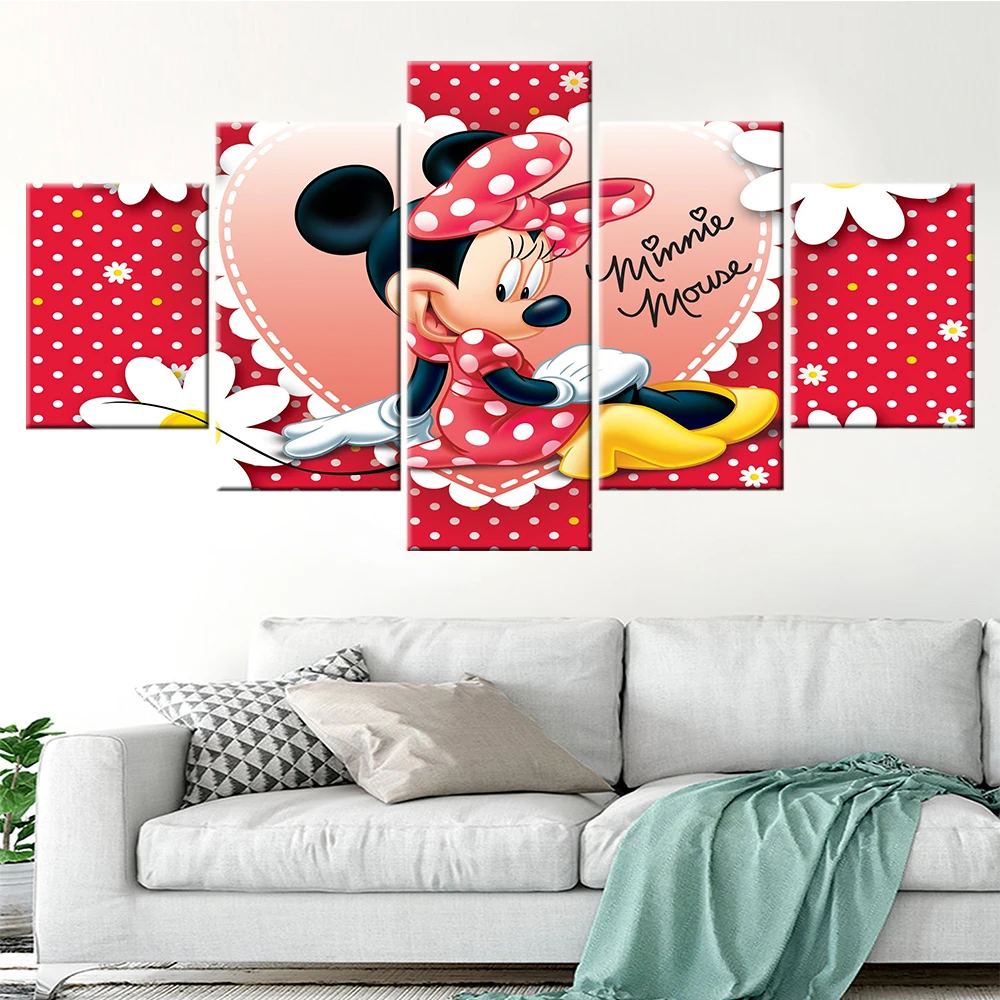Wall Art Canvas Painting 5 Panel Pink Red Mouse Image Kids Room Home Decor Modular Picture Cartoon Posters and Prints 
Wall Art Canvas Painting 5 Panel Pink Red Mouse Image Kids Room Home Decor Modular Picture Cartoon Posters and Prints