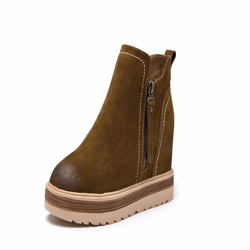 Spring and autumn women's boots 2019 new matte leather flat bottom increased zipper rubber bottom round head Martin single boots
Spring and autumn women's boots 2019 new matte leather flat bottom increased zipper rubber bottom round head Martin single boots