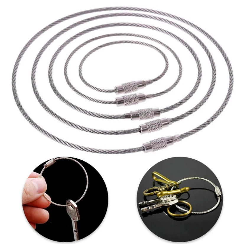 10 Pcs Simple Stainless Steel Key Ring For Men Women Wire Rope Lock Gadget 100/150/200MM Keyring Key Accessories
10 Pcs Simple Stainless Steel Key Ring For Men Women Wire Rope Lock Gadget 100/150/200MM Keyring Key Accessories