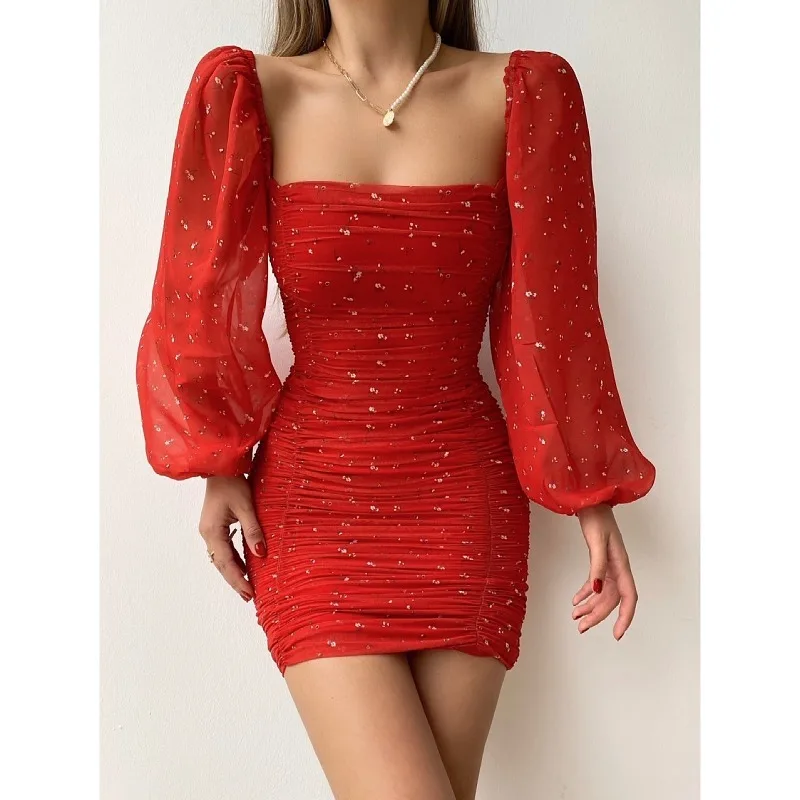 Mandylandy Sheath Mini Dress Slim Fits French Style Bodycon Dress Women Square Collar Puff Sleeve Pleated Dress Tight Chiffon
Mandylandy Sheath Mini Dress Slim Fits French Style Bodycon Dress Women Square Collar Puff Sleeve Pleated Dress Tight Chiffon