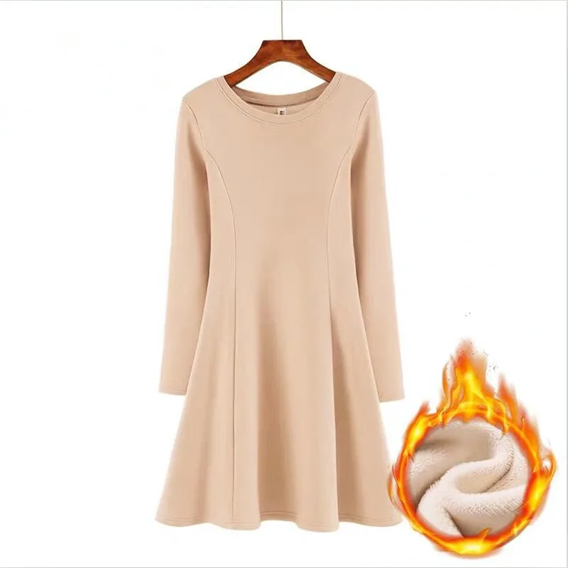 12 Color Solid Women Winter Dress Thicken Warm Fleece Basic Dress Long Sleeves A-Line Dress Vestidos
12 Color Solid Women Winter Dress Thicken Warm Fleece Basic Dress Long Sleeves A-Line Dress Vestidos