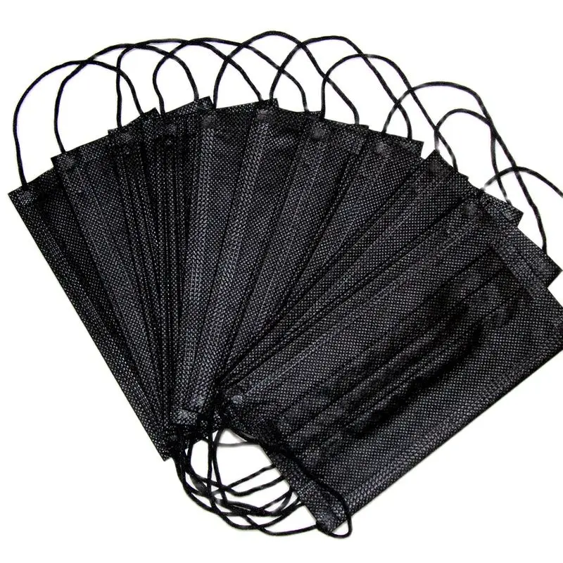 

2-200 Pcs Disposable Black Adult Protective Mask Anti Dust Anti Droplets 3 Layers Filter Earloop Non Woven Face Mouth Mascarilla