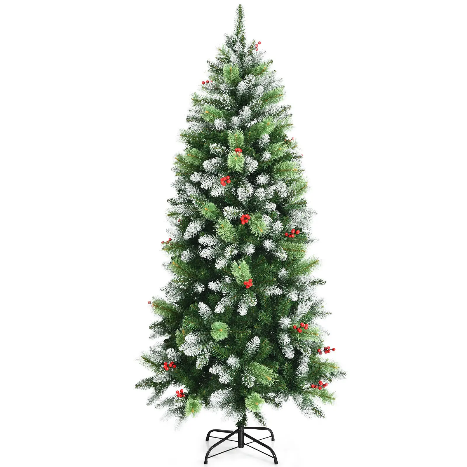 Costway 5/6ft Unlit Snowy Hinged Artificial Christmas Pencil Tree w/ Red Berries CM23548-9
Costway 5/6ft Unlit Snowy Hinged Artificial Christmas Pencil Tree w/ Red Berries CM23548-9