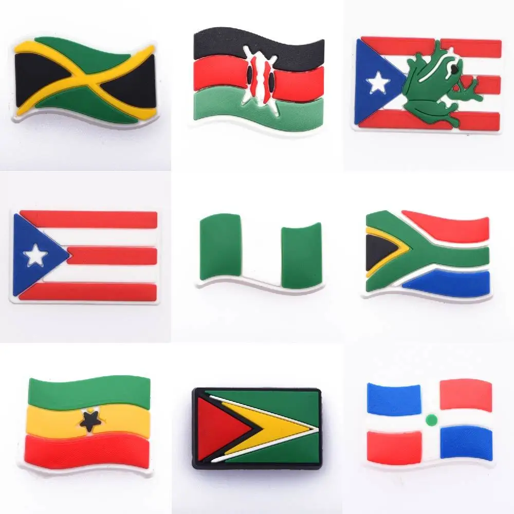 Hot Sale 1 Pcs PVC Croc Shoe Charms National Flag Shoes Decorations Africa Country Accessories Nigeria South Africa Cuba Mexico
Hot Sale 1 Pcs PVC Croc Shoe Charms National Flag Shoes Decorations Africa Country Accessories Nigeria South Africa Cuba Mexico