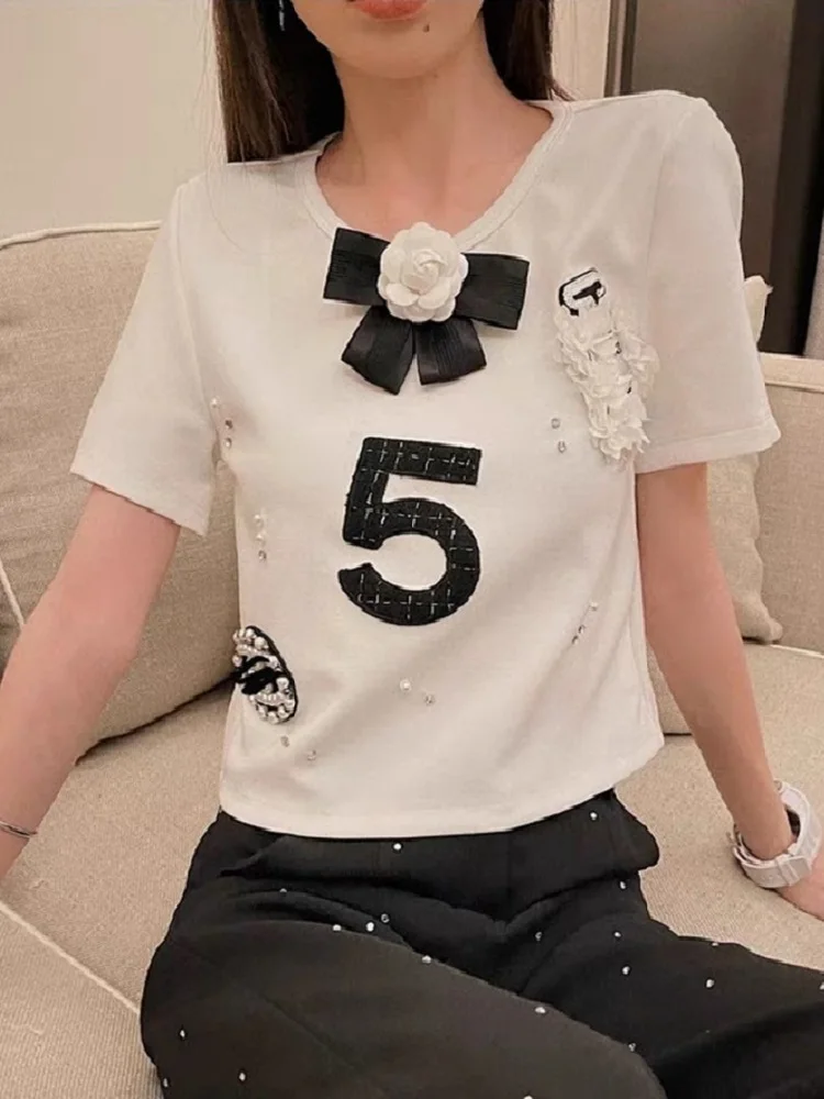 Summer Cotton Applique Beaded Loose Bowknot Ladies Top T-shirt 2021New Ladies Short Sleeve Fashion Party Top Pullover bra XL
Summer Cotton Applique Beaded Loose Bowknot Ladies Top T-shirt 2021New Ladies Short Sleeve Fashion Party Top Pullover bra XL
