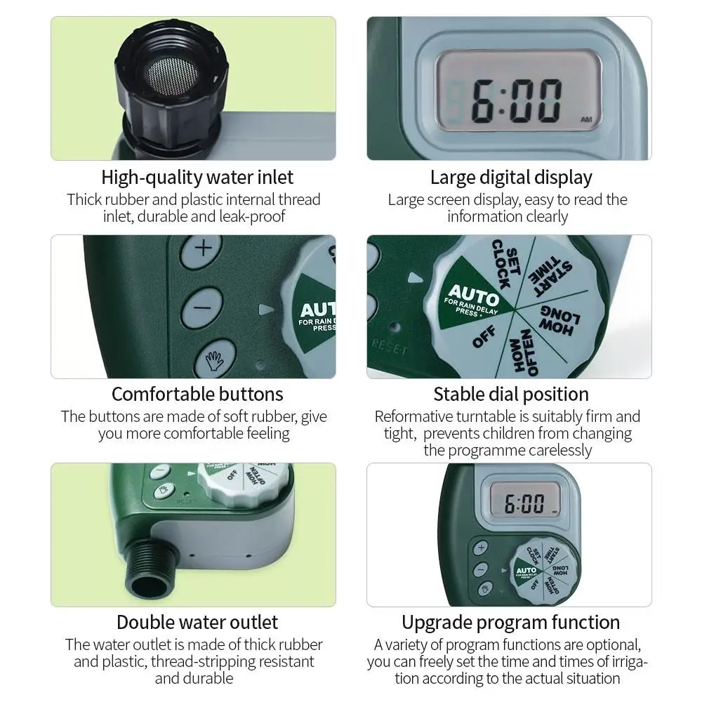 Green Irrigation Timing Device Faucet Timer Water Timer Water Pipe Timer Gardener Planting Botany ABS The Flower Beds Garden
Green Irrigation Timing Device Faucet Timer Water Timer Water Pipe Timer Gardener Planting Botany ABS The Flower Beds Garden