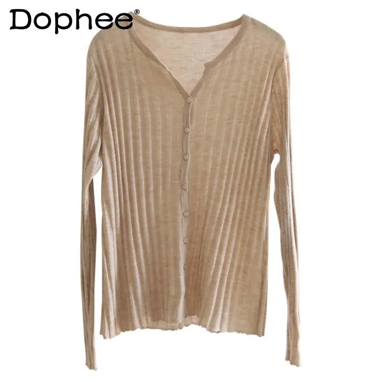 New Wool Blended Cardigan Spring Knitted Sweater Sexy V-neck Slim-Fit Knitwear Long Sleeve Solid Color Slimming Top for Women
New Wool Blended Cardigan Spring Knitted Sweater Sexy V-neck Slim-Fit Knitwear Long Sleeve Solid Color Slimming Top for Women