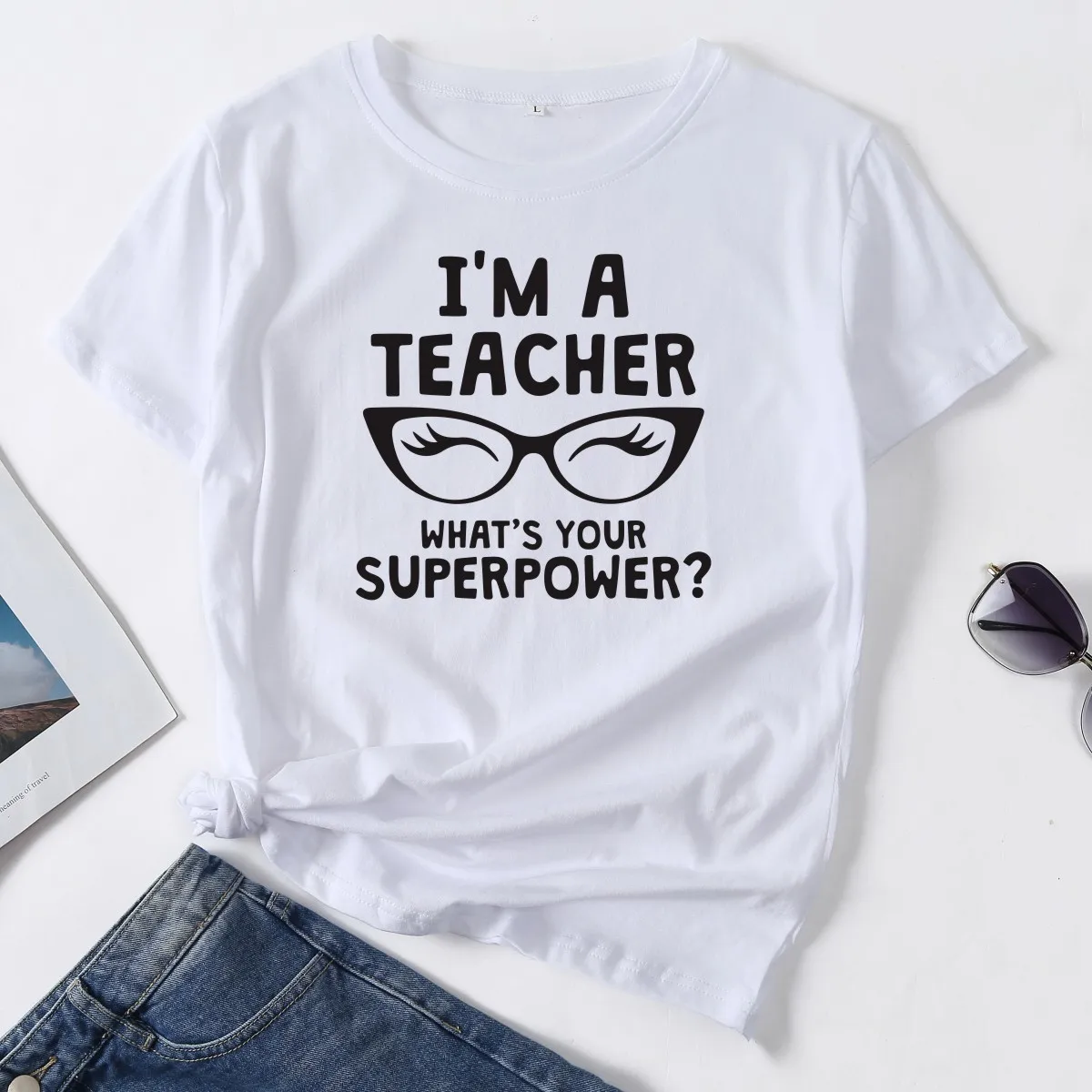 Im A Teacher Whats Your Superpower Woman T-Shirt Short Sleeve T-Shirts Summer Tops for Women Cotton Graphic Tee Female Shirt
Im A Teacher Whats Your Superpower Woman T-Shirt Short Sleeve T-Shirts Summer Tops for Women Cotton Graphic Tee Female Shirt