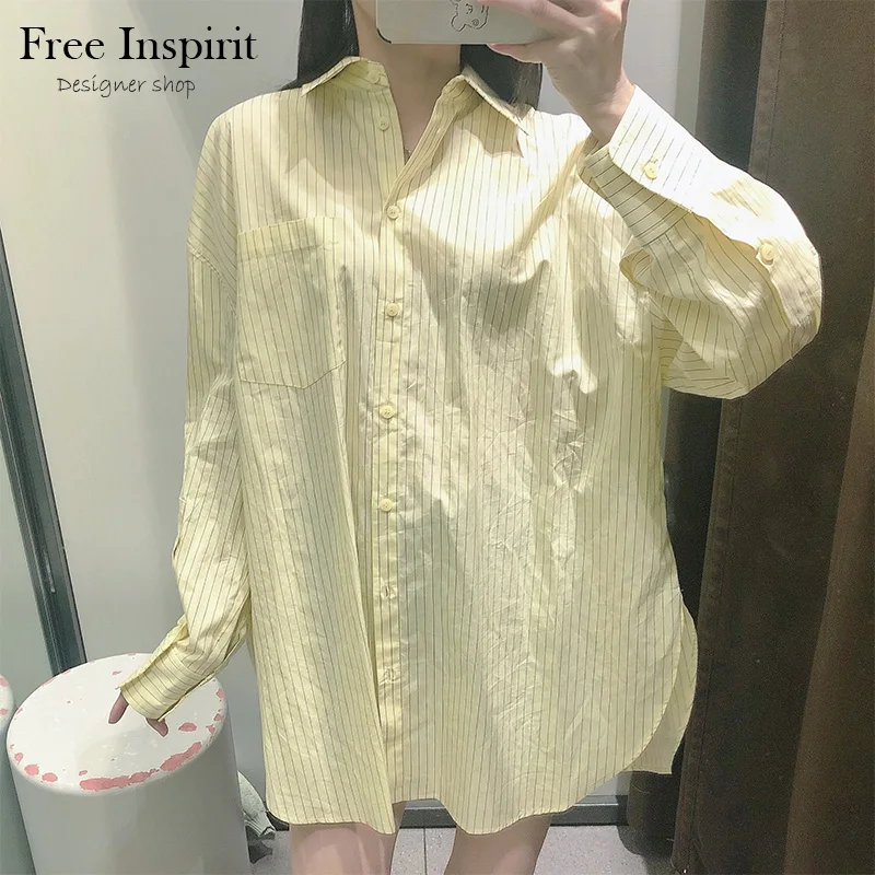 Free Inspirit Spring New Women's Leisure Style Shirt Stripe Split Design Pocket Button Decoration Women's Striped Split Shirt 
Free Inspirit Spring New Women's Leisure Style Shirt Stripe Split Design Pocket Button Decoration Women's Striped Split Shirt