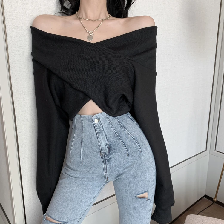 Women Clothing Spring Autumn Sexy Club Off Shoulder Long Sleeve T-shirts Hipster Solid Slash Neck Crop Top Loose Tee Ladies Tops
Women Clothing Spring Autumn Sexy Club Off Shoulder Long Sleeve T-shirts Hipster Solid Slash Neck Crop Top Loose Tee Ladies Tops