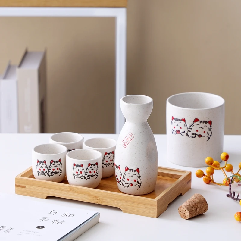 Cat Japanese Sake Set Ceramic Wine Travel Cute White Sake Set High Quality Drink With Warmer Kit Vinho Home Accessories
Cat Japanese Sake Set Ceramic Wine Travel Cute White Sake Set High Quality Drink With Warmer Kit Vinho Home Accessories