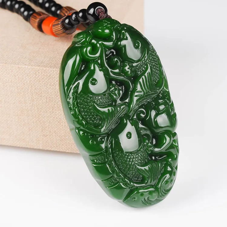 Hot Selling Natural Jasper Green White Three Fish Pendant Charm Jewellery Women's Hand-Carved for Women Men Fashion Accessories
Hot Selling Natural Jasper Green White Three Fish Pendant Charm Jewellery Women's Hand-Carved for Women Men Fashion Accessories