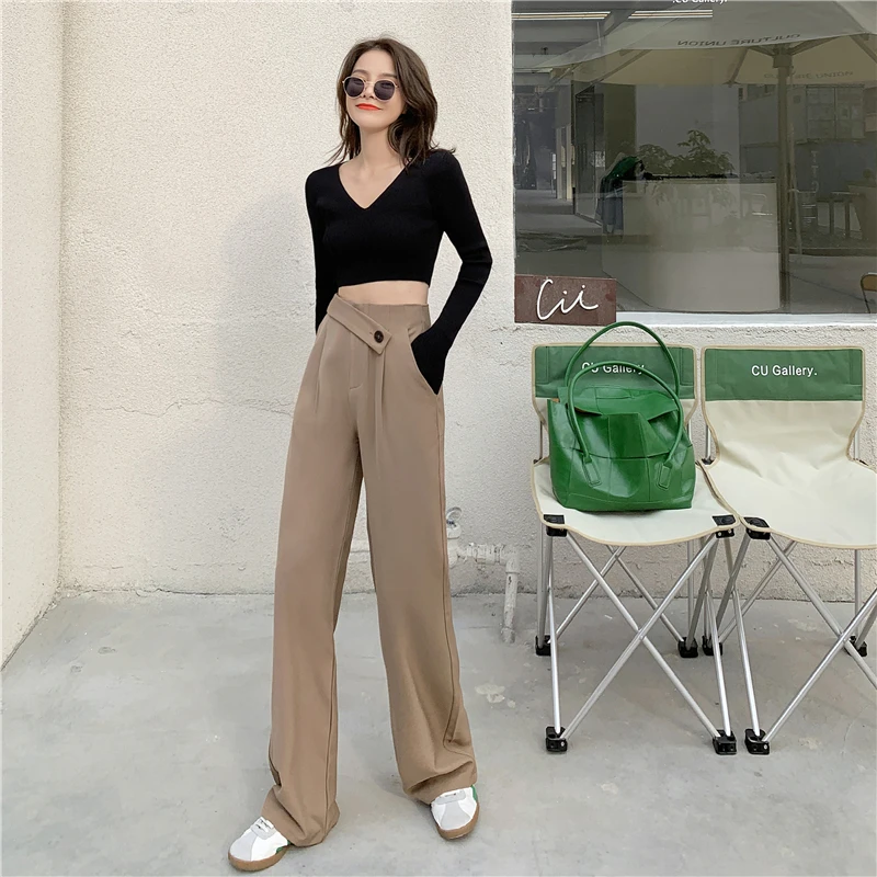 Women High Street Fashion Button Office Pants 2021 Elegant New Casual Wide Leg Solid Color Ladies Long Pants Sweet Trousers y2k
Women High Street Fashion Button Office Pants 2021 Elegant New Casual Wide Leg Solid Color Ladies Long Pants Sweet Trousers y2k