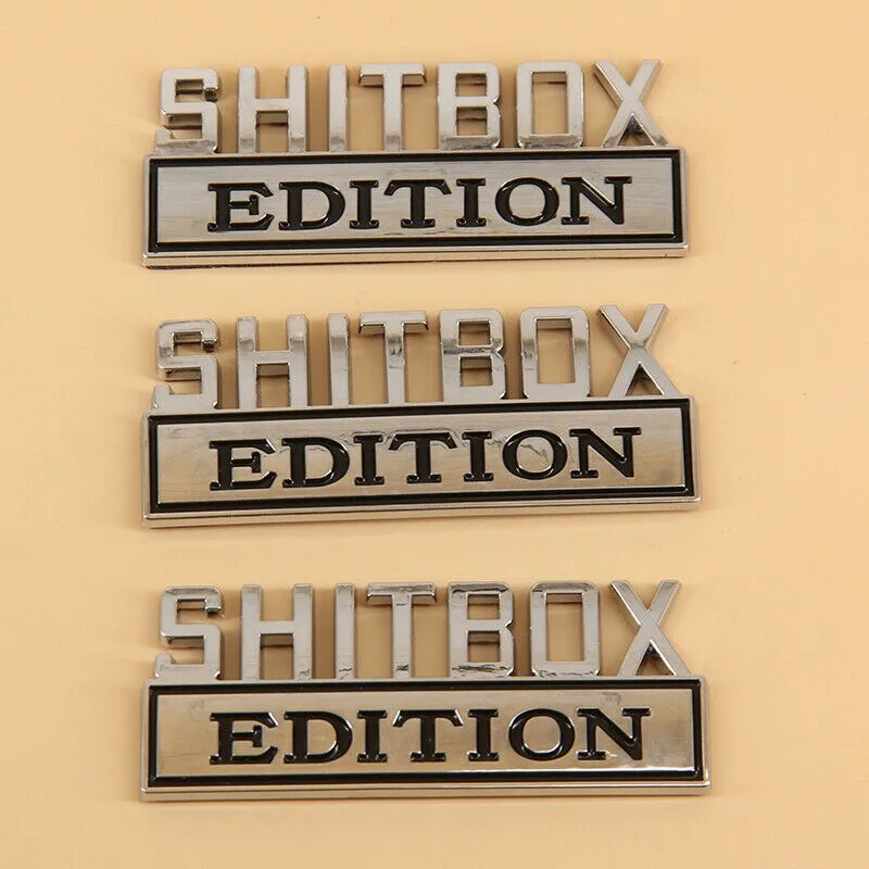 3pcs Car 3D Stickers Chrome Style Accessories Black SHITBOX EDITION Emblems Sticker Car Decal For Truck Badge Decoration Parts
3pcs Car 3D Stickers Chrome Style Accessories Black SHITBOX EDITION Emblems Sticker Car Decal For Truck Badge Decoration Parts
