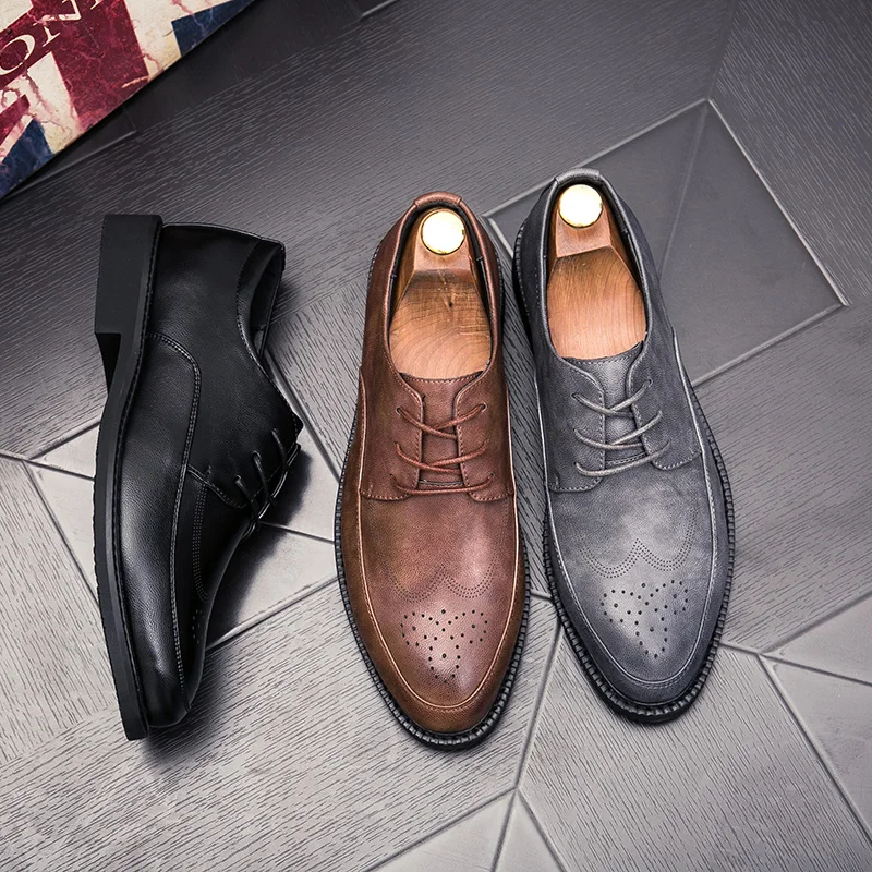 Men's dress Shoes Oxford brogue Leather Mens Pointed Toe Classic Dress Shoes lace up Male Comfortable Flat Office Business Shoes
Men's dress Shoes Oxford brogue Leather Mens Pointed Toe Classic Dress Shoes lace up Male Comfortable Flat Office Business Shoes