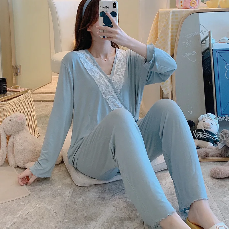 Summer thin modal confinement clothes maternity pajamas spring and autumn postpartum maternal breastfeeding home service suit
Summer thin modal confinement clothes maternity pajamas spring and autumn postpartum maternal breastfeeding home service suit