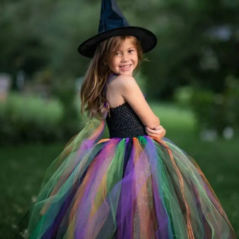 Multicolor Baby Girls Tutu Dress Kids Tulle Dress Ball Gown with Black Hat Children Halloween Cosplay Party Costume Dress
Multicolor Baby Girls Tutu Dress Kids Tulle Dress Ball Gown with Black Hat Children Halloween Cosplay Party Costume Dress