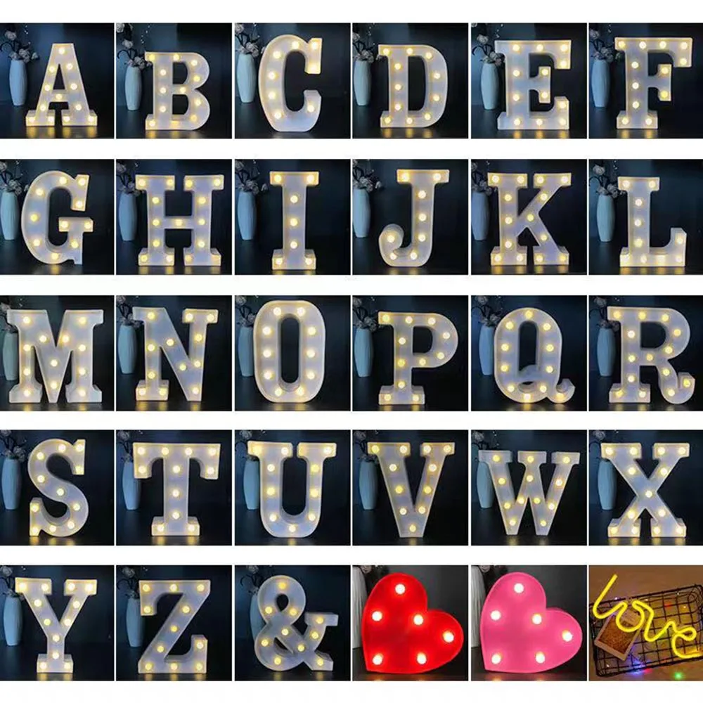 LED Alphabet Letter Lights Glowing Heart Letters Sign Night Light for Christmas Valentine's Day Wedding Party Home Room Decor
LED Alphabet Letter Lights Glowing Heart Letters Sign Night Light for Christmas Valentine's Day Wedding Party Home Room Decor
