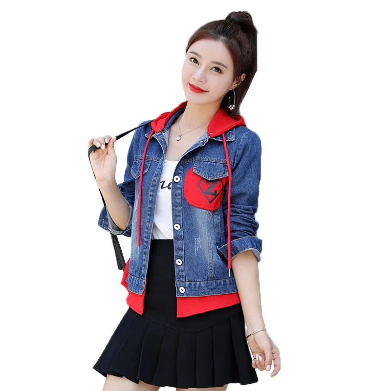 Spring Autumn Denim Jacket Women Fashion Short Korean Loose Cowboy Outerwear Female Casual Hooded Plus Size Denim Coats R357 
Spring Autumn Denim Jacket Women Fashion Short Korean Loose Cowboy Outerwear Female Casual Hooded Plus Size Denim Coats R357