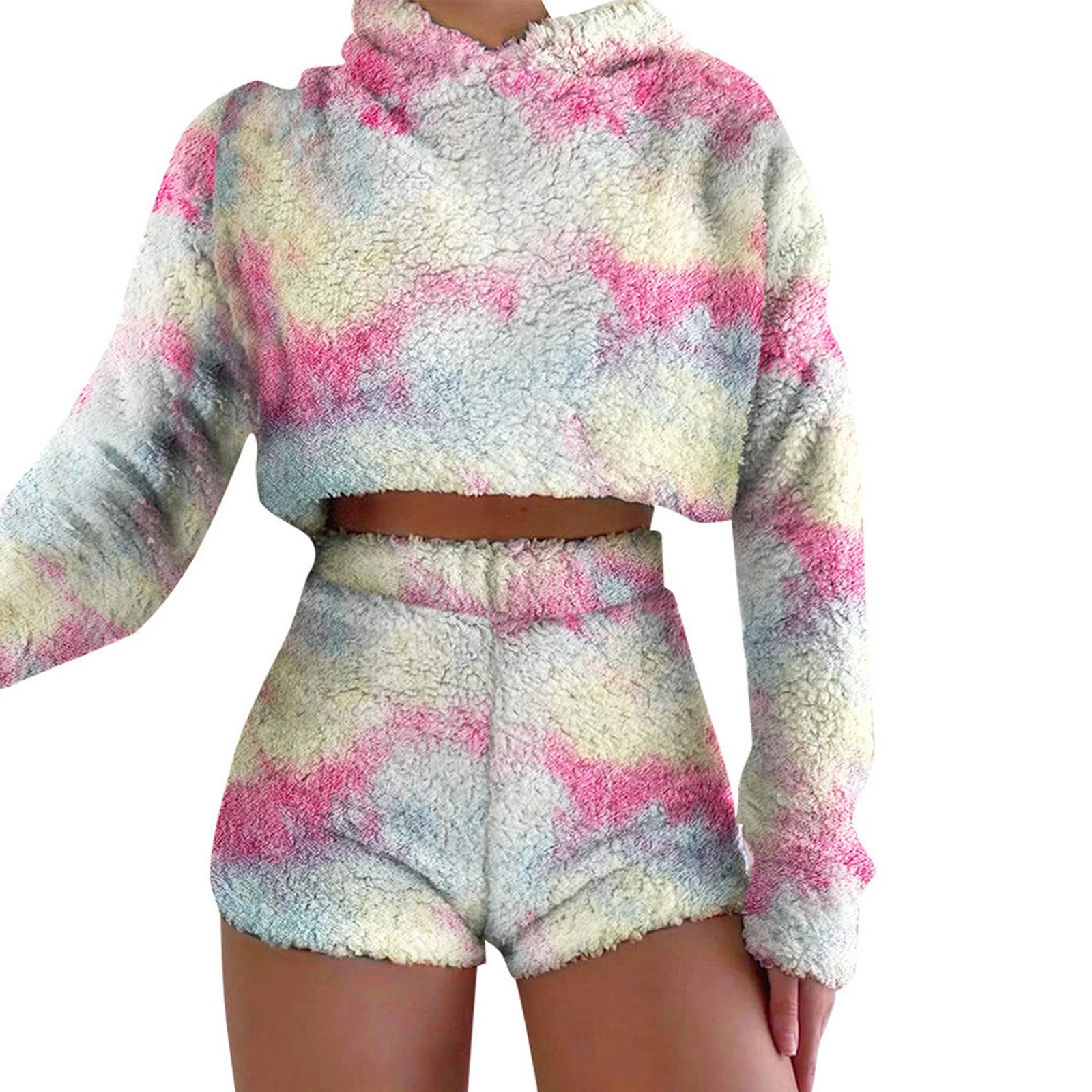 2020 Women’s Flannel Two Piece Sets Personality Tie-dye Long Sleeve Hooded Crop Top and Elastic High Waist Shorts S/M/L/XL
2020 Women’s Flannel Two Piece Sets Personality Tie-dye Long Sleeve Hooded Crop Top and Elastic High Waist Shorts S/M/L/XL