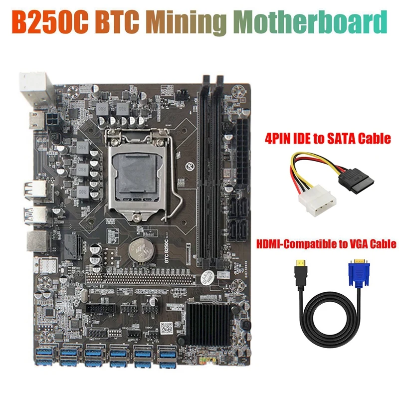 Материнская плата для майнинга B250C с 4-контактным кабелем IDE-SATA + кабель HD-VGA 12 PCIE к USB3.0 слот GPU LGA1151 поддержка DDR4 RAM
Материнская плата для майнинга B250C с 4-контактным кабелем IDE-SATA + кабель HD-VGA 12 PCIE к USB3.0 слот GPU LGA1151 поддержка DDR4 RAM