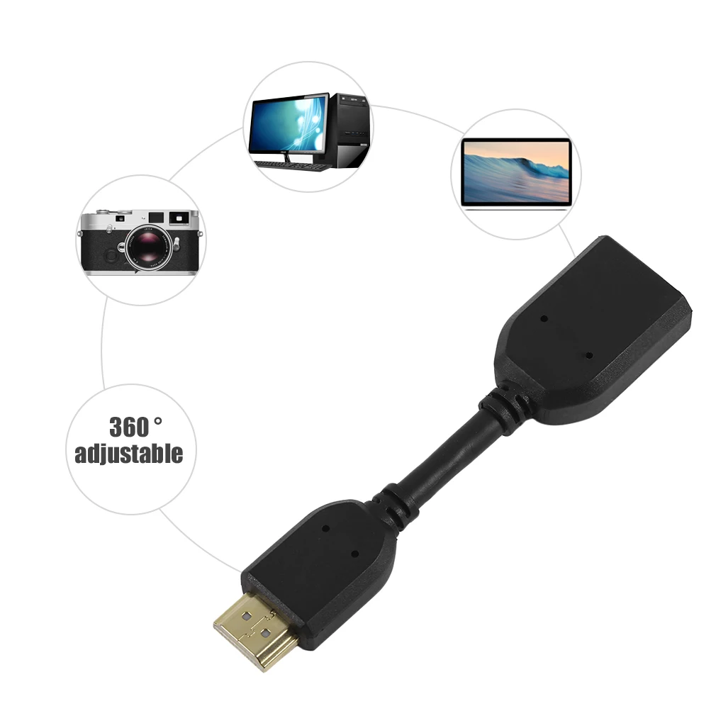 360 Degree Adjustable Rotating HDMI Male to Female Adapter Converter Audio Player Connector Extension Cable | Электроника