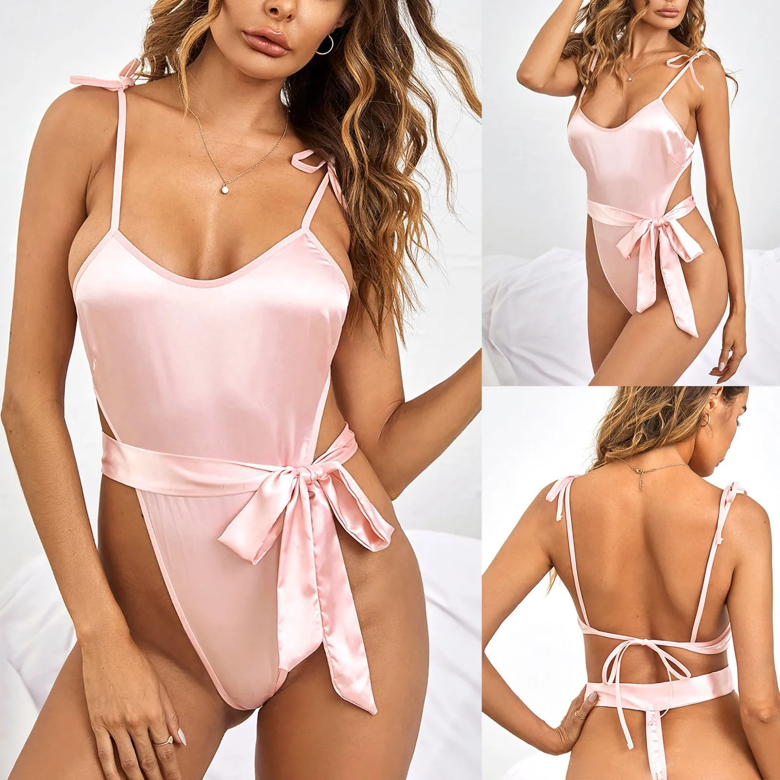 Bodysuit Sexy Women Pink Lace-up Sleeveless Romper Porno Body Femme Baby doll Sexy Lingerie One-piece Underwear Erotic Plus Size
Bodysuit Sexy Women Pink Lace-up Sleeveless Romper Porno Body Femme Baby doll Sexy Lingerie One-piece Underwear Erotic Plus Size