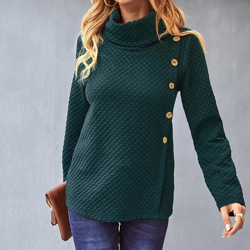 Fall Winter New Fashion Turtleneck Ladies Cotton Sweatshirts Women Solid Long Sleeve Lady Pullover Vintage Patchwork Buttons Top
Fall Winter New Fashion Turtleneck Ladies Cotton Sweatshirts Women Solid Long Sleeve Lady Pullover Vintage Patchwork Buttons Top