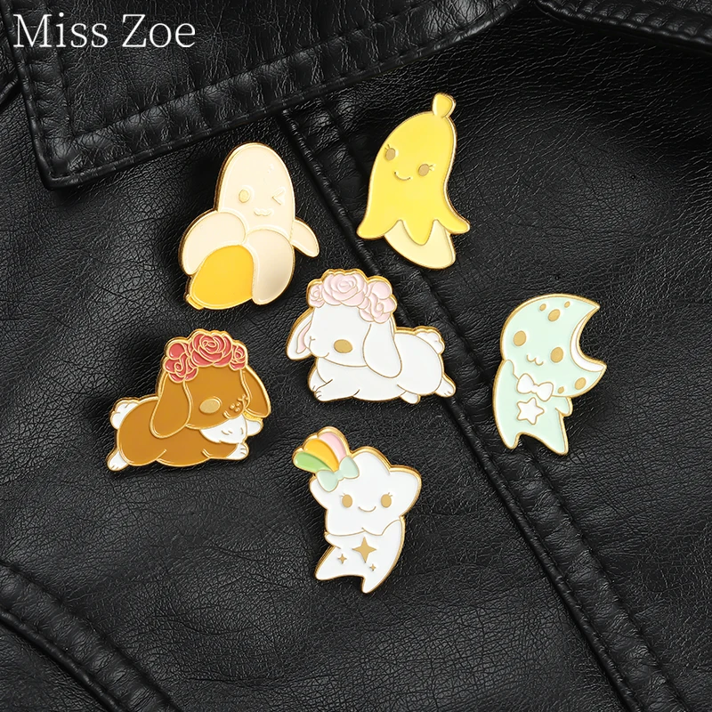 Cute Fruit Enamel Pin Crescent With Rabbit Flower Crown And Star Badges Banana Brooches Cute Animal Jewelry Gift For Best Friend
Cute Fruit Enamel Pin Crescent With Rabbit Flower Crown And Star Badges Banana Brooches Cute Animal Jewelry Gift For Best Friend