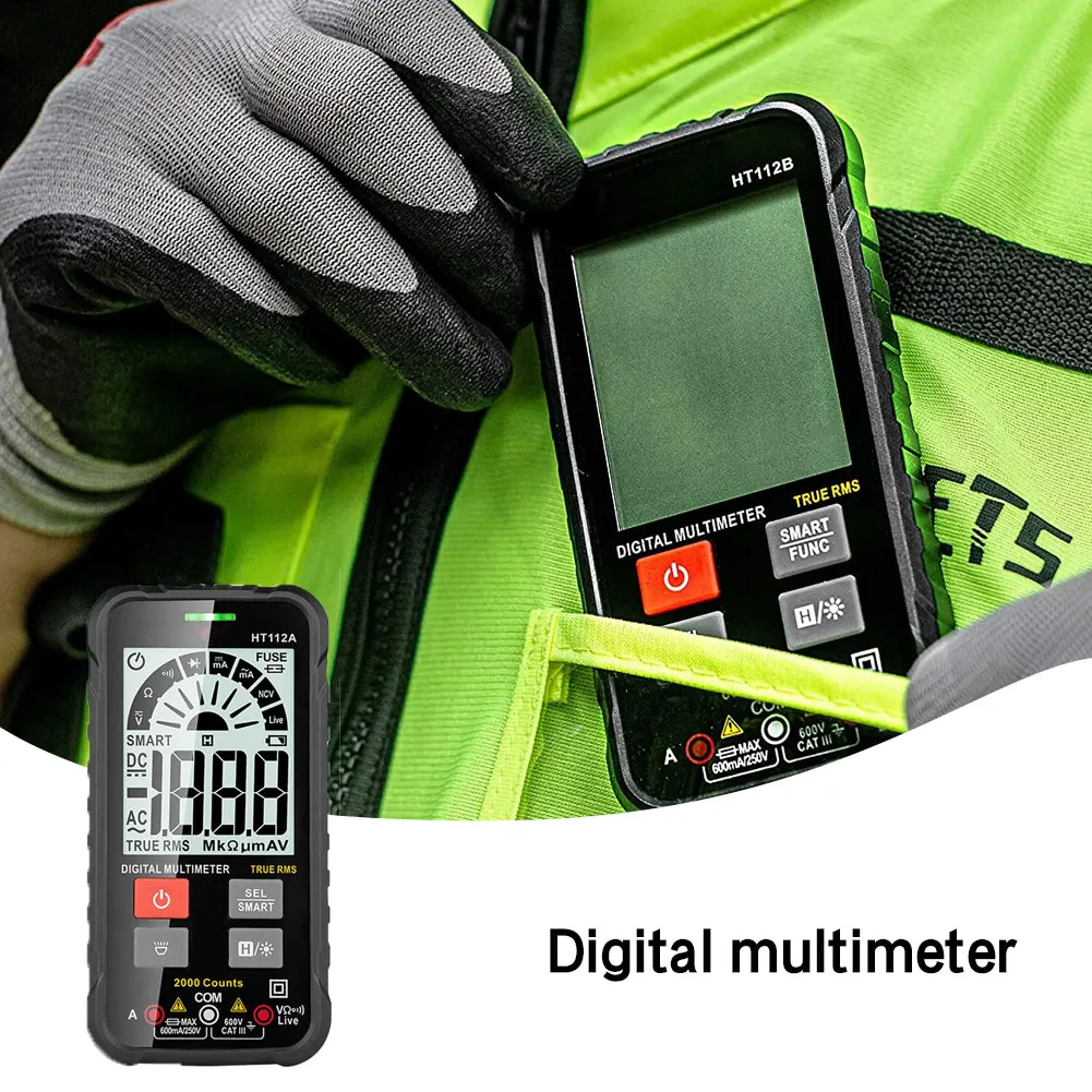 NEW Generation HT112A 600V Digital Multimeter Ture RMS AC DC NCV Smart Multimetro Tester Ohm Capacitance Hz Voltage Meter
NEW Generation HT112A 600V Digital Multimeter Ture RMS AC DC NCV Smart Multimetro Tester Ohm Capacitance Hz Voltage Meter