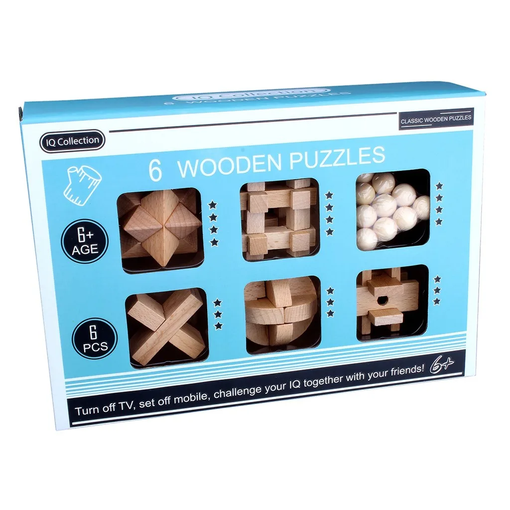 Children's Toys Beech Luban Lock Student Adult Intelligence Disassembly Toy 6pcs IQ Brain Puzzles Game Wood Toy For Adults Kids
Children's Toys Beech Luban Lock Student Adult Intelligence Disassembly Toy 6pcs IQ Brain Puzzles Game Wood Toy For Adults Kids